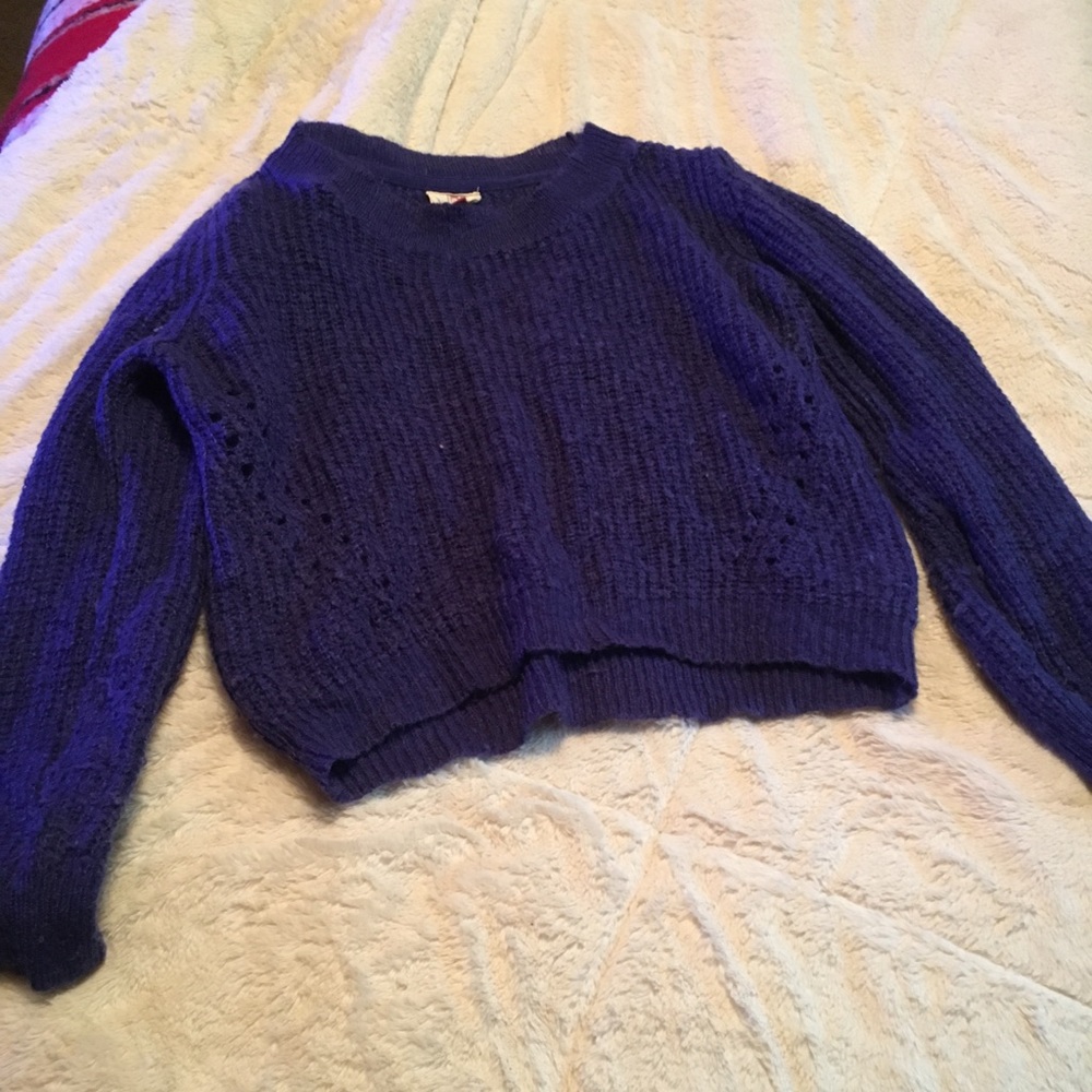 Dark Blue Lei Cropped Sweater